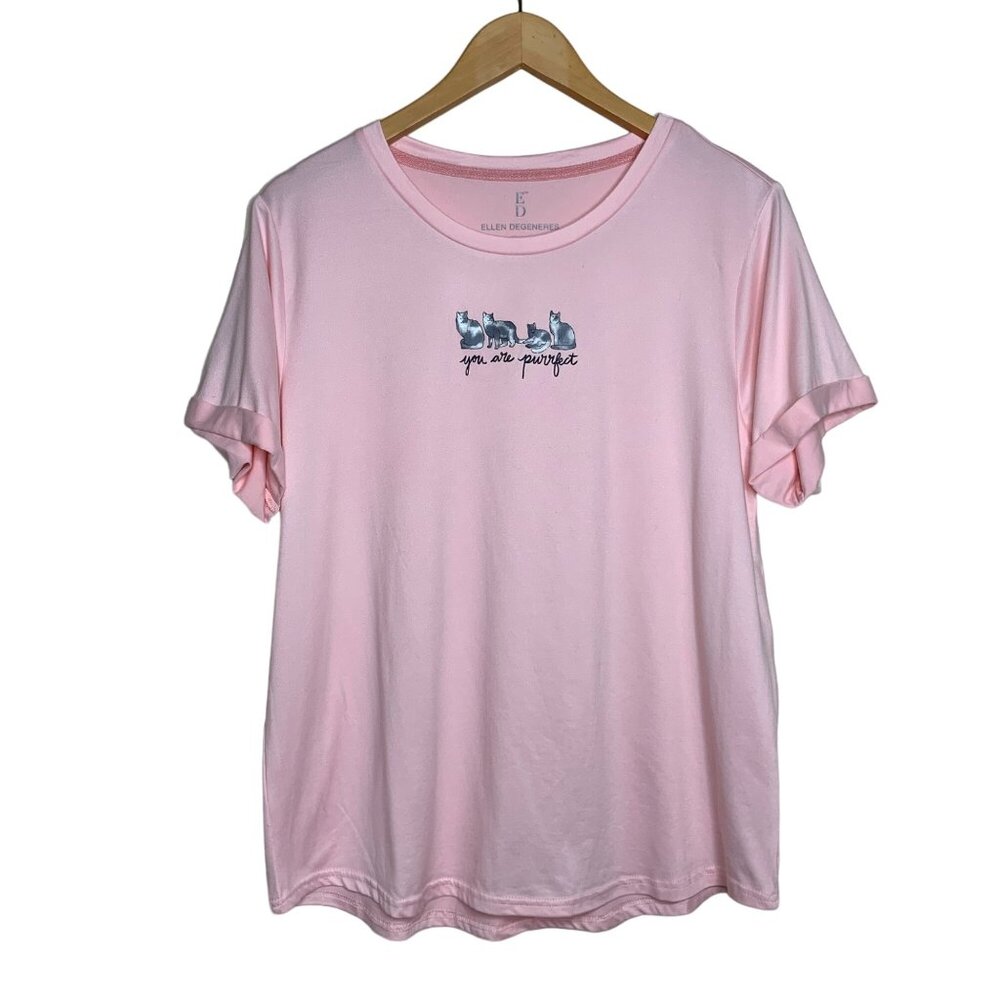 Ellen Degeneres Tee Shirt You Are Purrfect Cat Graphic Top Women's Size Large